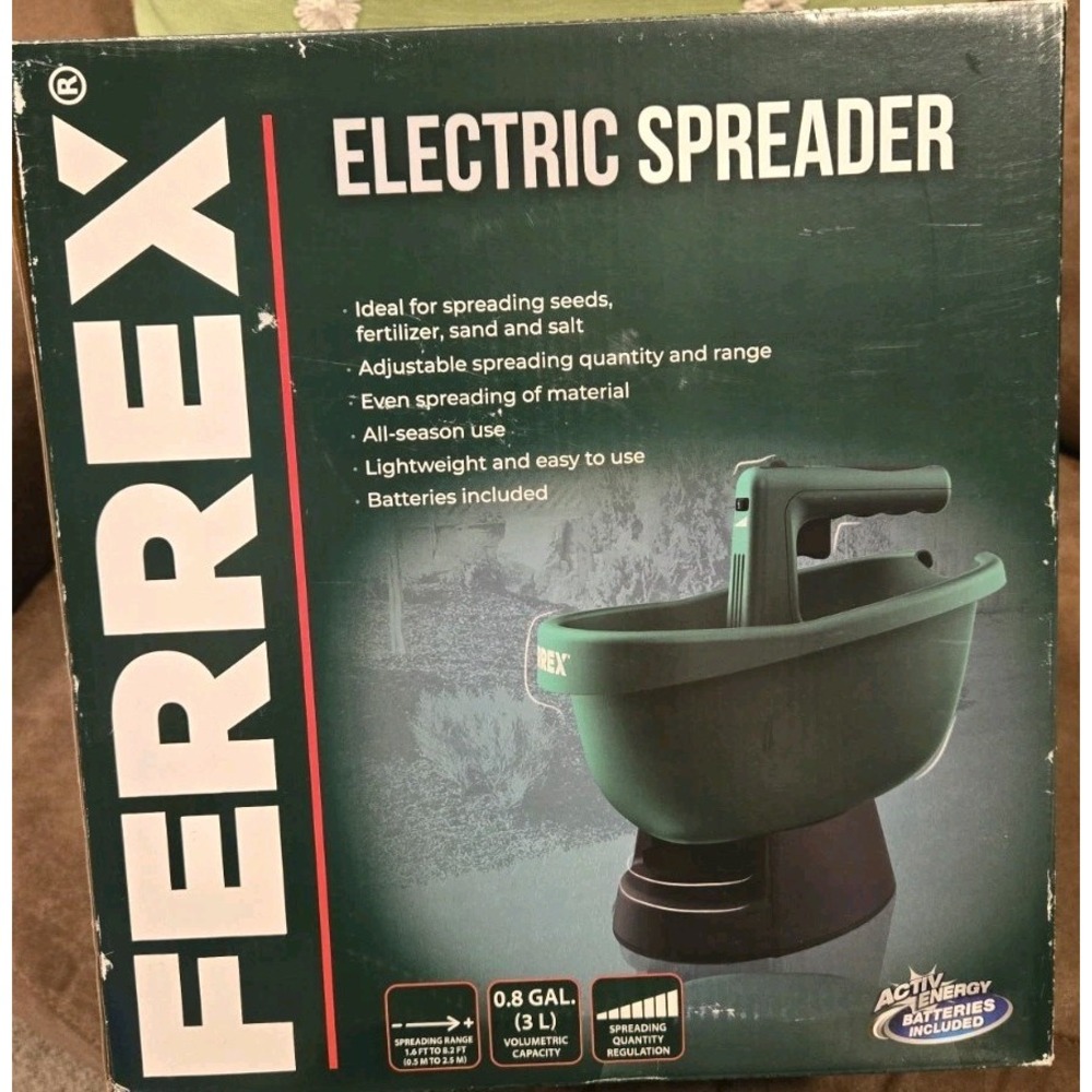Ferrex Electric Handheld Spreader Seed Fertilizer Salt Sand Tested Working 3L - Picture 1 of 6